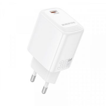 Borofone Incarcator Retea Cu Cablu USB-C Borofone BN28 Fuente, 30W, 3A, 1 x USB-C, Alb