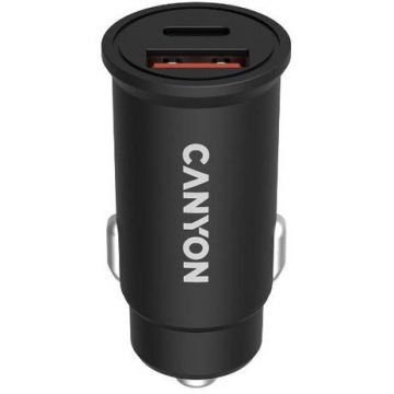 Canyon Incarcator auto Canyon CNS-CCA20B03, USB, USB Type-C, Negru