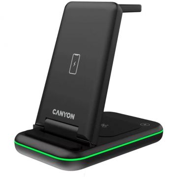 Canyon Incarcator wireless Canyon, WS-304 15W 3in1, Black (CNS-WCS304)