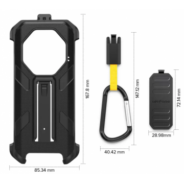 Carcasa pentru Ulefone ARMOR X32 Series, Negru, PC, Protectie 360  , Clip Rotativ, Carabina, Multifunctionala