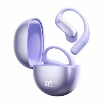 Casti wireless cu traducere AI iSEN M118, Mov, Bluetooth v5.4, Microfon integrat, Sunet HIFI, Afisaj digital al bateriei, Incarcare rapida Type-C, Inregistrare + Traducere + Transcriere