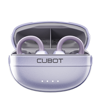 Casti wireless Cubot Neo 1, Mov, Clip-on open-ear, Carcasa de incarcare 400mAh, Bluetooth 5.4, IPX5, Reducere zgomot ENC, Control tactil, Design din materiale cu memorie