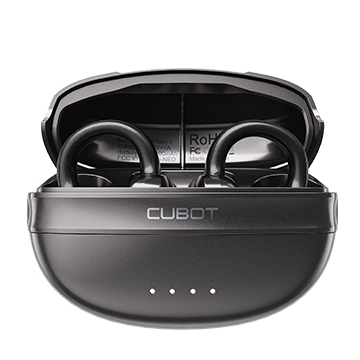 Casti wireless Cubot Neo 1, Negru, Clip-on open-ear, Carcasa de incarcare 400mAh, Bluetooth 5.4, IPX5, Reducere zgomot ENC, Control tactil, Design din materiale cu memorie