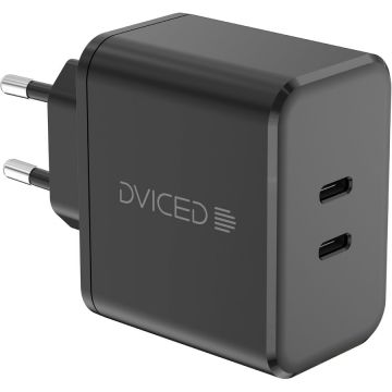 Dviced Incarcator retea Dviced DV221011, 65W, GaN, 2 USB-C, cablu 100 W Negru