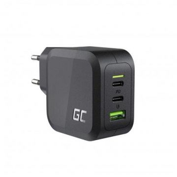 Green&nbsp;Cell Incarcator retea Green Cell CHARGC08, PowerGaN, 65W, USB-C, USB-A, Negru