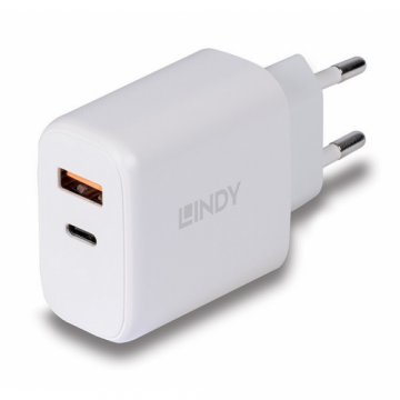 Lindy Incarcator retea Lindy 73424, 1x USB-A, 1x USB-C, 3A, Alb