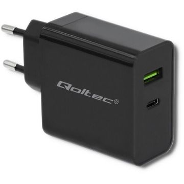 QOLTEC Incarcator Retea Qoltec 51717, 45W, 5-20V, 2.25-3A, USB tip C PD, USB, Negru