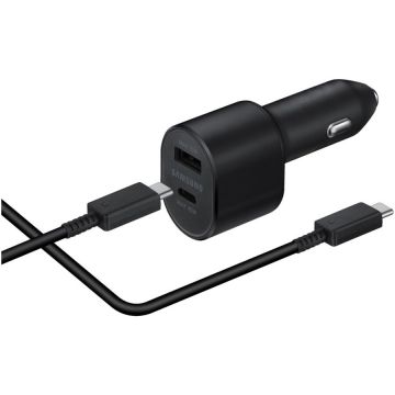 Samsung Incarcator auto Samsung Fast Charger, Dual Port, cablu inclus (5A), Negru