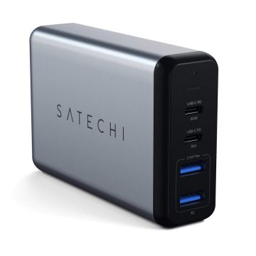 Satechi Incarcator laptop Satechi Dual TYPE-C PD Travel Charge, 75W, Space Gray