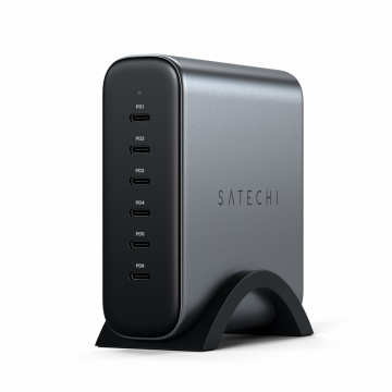 Satechi Incarcator Satechi 200W, USB-C 6-porturi GaN charger, 6xUSB-C PD 3.1/3.0, QC 4.0+ & PPS, Gri