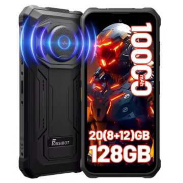 Telefon Mobil FOSSiBOT F110 Pro, Negru, 6.745   HD+, 20GB RAM (8GB + 12GB Extensibili), 128GB ROM, Android 15, Dimensity 6300, 50MP, 10000mAh, 20W, NFC, Face ID, ToolKit, Difuzor 128dB, Dual SIM