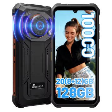 Telefon Mobil FOSSiBOT F110 Pro, Portocaliu, 6.745   HD+, 20GB RAM (8GB + 12GB Extensibili), 128GB ROM, Android 15, Dimensity 6300, 50MP, 10000mAh, 20W, NFC, Face ID, ToolKit, Difuzor 128dB, Dual SIM