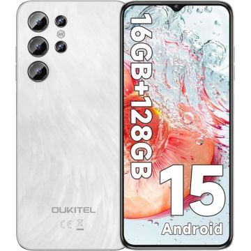 Telefon Mobil Oukitel C1, Alb, 4G, 6.52   IPS, 16GB RAM (4GB + 12GB extensibili), 128GB ROM, 13MP, Android 15, Unisoc T606, OTG, 5150mAh, 10W, Dual SIM