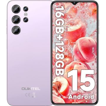 Telefon Mobil Oukitel C1, Roz, 4G, 6.52   IPS, 16GB RAM (4GB + 12GB extensibili), 128GB ROM, 13MP, Android 15, Unisoc T606, OTG, 5150mAh, 10W, Dual SIM