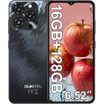 Telefon Mobil Oukitel C3, Negru, 4G, 6.52   HD+ 90Hz IPS, 16GB RAM (4GB + 12GB extensibili), 128GB ROM, 13MP, Android 14, Unisoc T606, OTG, 5000mAh, 10W, Dual SIM