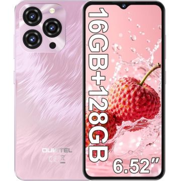 Telefon Mobil Oukitel C3, Roz, 4G, 6.52   HD+ 90Hz IPS, 16GB RAM (4GB + 12GB extensibili), 128GB ROM, 13MP, Android 14, Unisoc T606, OTG, 5000mAh, 10W, Dual SIM