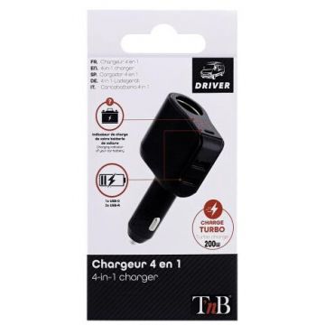 Tnb TNB 4 in 1 cigarette lighter charger - black ACGPUSBC