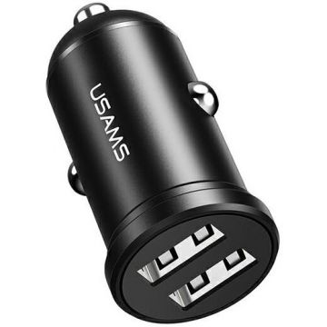 Usams Incarcator Auto Usams 2xUSB 2,4A , Negru