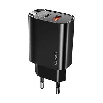 Usams Incarcator Usams 1xU SB-C+1xUSB T35 20W PD3 , negru