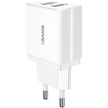 Usams Incarcator Usams 2xUSB T24 2,1A White Only Head, alb