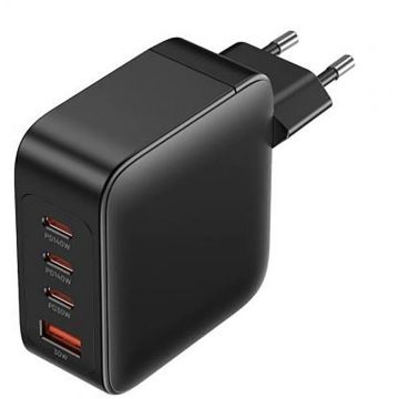 Vention Incarcator retea la 220V Vention 4-Port USB (C + C + C + A) GaN Charging Kit (140W/140W/30W/18W) EU-Plug, Negru