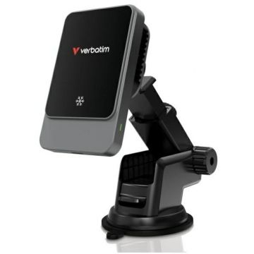 Verbatim Incarcator auto Verbatim Charge 'n' Drive Magnetic Wireless 15W, RGB, negru/silver, dimensiuni 95.3x60x42.4mm