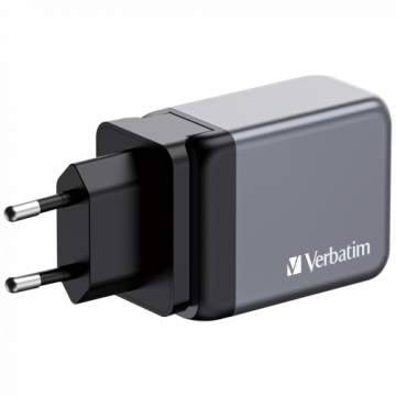 Verbatim Incarcator retea Verbatim GNC-65, 2x USB-C, 1x USB-A, Argintiu