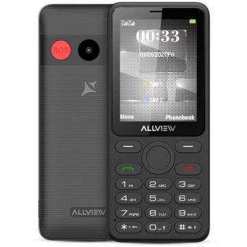 Allview Telefon mobil ALLVIEW M40 Connect, 4G, Dual SIM, 1.3 MP, microSD, Radio, buton SOS, Bluetooth, USB-C, Negru