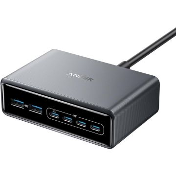 Anker Incarcator si statie incarcare Anker Prime 200W, 4x USB-C Fast Charging, 2X USB-A, GaN, USB-C Power Delivery, Negru