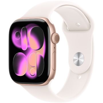Apple Apple Watch 11 GPS, Carcasa Rose Gold Aluminium 46mm, Light Blush Sport Band - M/L