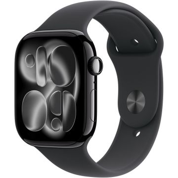 Apple Apple Watch 11 GPS + Cellular, Carcasa Jet Black Aluminium 46mm, Black Sport Band - S/M