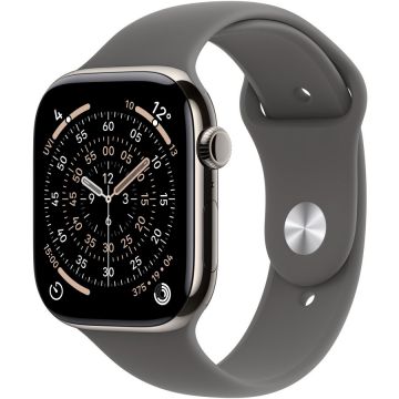 Apple Apple Watch 11 GPS + Cellular, Carcasa Natural Titanium 46mm, Stone Grey Sport Band - S/M