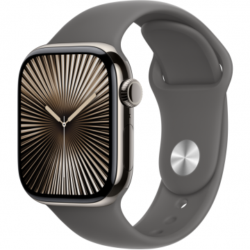 Apple Apple Watch S10 Cellular 42mm Natural Titanium Case with Stone Grey Sport Band - M/L
