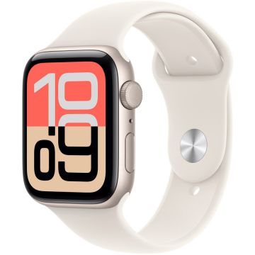 Apple Apple Watch SE (2025), GPS, Carcasa Starlight Aluminium 44mm, Starlight Sport Band - S/M