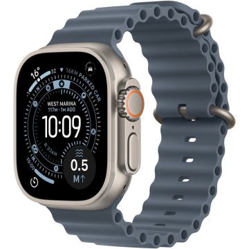 Apple Apple Watch Ultra 3, GPS + Cellular, Carcasa Natural Titanium 49mm, Anchor Blue Ocean Band