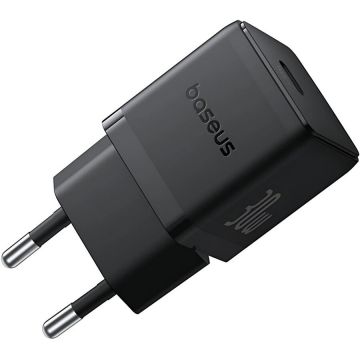 BASEUS INCARCATOR retea Baseus Palm, Quick Charge 30W, 1 x USB Type-C 5V/3.0A, include cablu USB Type-C la USB Type-C, 1m, Negru P10111605113-01