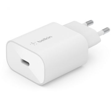 Belkin Belkin BOOST CHARGE 25w USB-C PD PPS Single Wall Charger w/ 1m C- C Cable - White