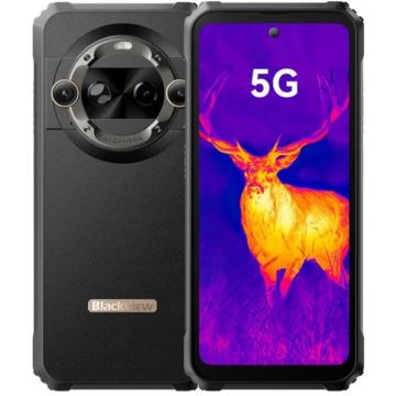 Blackview Telefon Mobil Blackview BL9000 Pro, Procesor Mediatek Dimensity 8020, Ecran IPS LCD 6.78, 12GB RAM, 512GB Flash, Camera Tripla 50+13+FLIR thermal camera, Wi-Fi, 5G, Dual Sim, Android, Negru