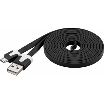 Cablu date si incarcare USB la micro USB-B Flat Negru 2m, Goobay W68796