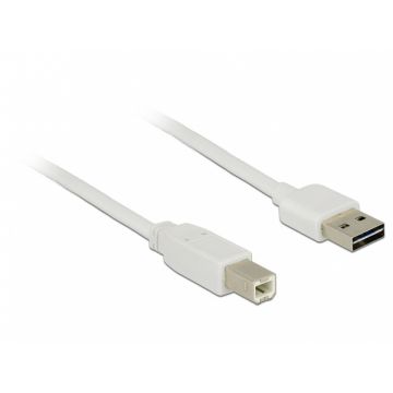 Cablu EASY-USB 2.0 tip A la USB-B T-T 5m Alb, Delock 85155
