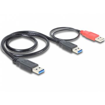 Cablu in Y USB 3.0 la USB 3.0 + USB 2.0 T-T 0.5m, Delock 82908