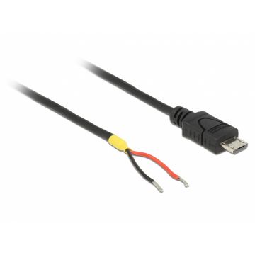 Cablu micro USB-B la 2 x fire deschise de alimentare Raspberry Pi 0.15m, Delock 85306