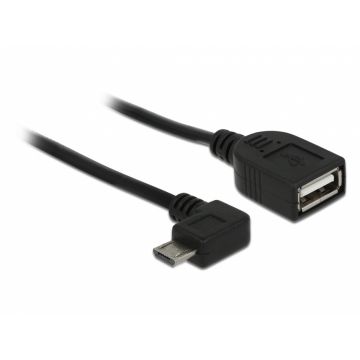 Cablu micro USB B la USB 2.0 A T-M OTG 50 cm unghi, Delock 83271