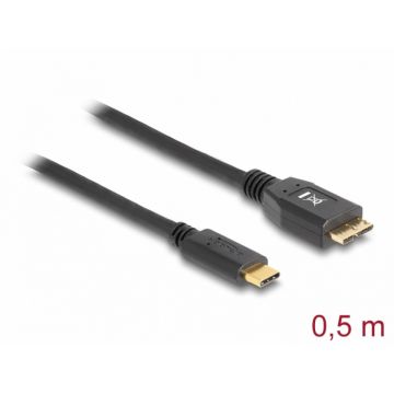 Cablu SuperSpeed USB 3.1 tip C (host) la micro USB-B (device) T-T 0.5m, Delock 83676
