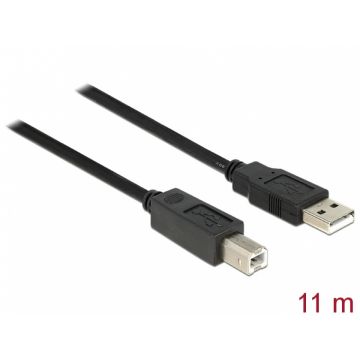 Cablu USB 2.0 A la tip B imprimanta activ 11m T-T, Delock 82915
