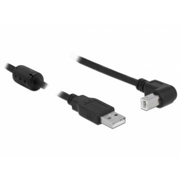Cablu USB 2.0-A la USB 2.0-B T-T unghi 1.5m negru, Delock 84810