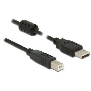 Cablu USB 2.0 de imprimanta la USB-B T-T 5m Negru, Delock 84899