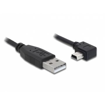 Cablu USB 2.0 la mini USB-B T-T unghi 90 grade 1m, Delock 82681