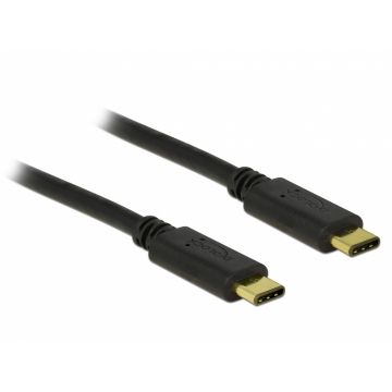 Cablu USB 2.0 tip C T-T Negru 0.5m 3A, Delock 83672