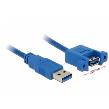Cablu USB 3.0-A la USB 3.0-A T-M panel-mount 1m, Delock 85112